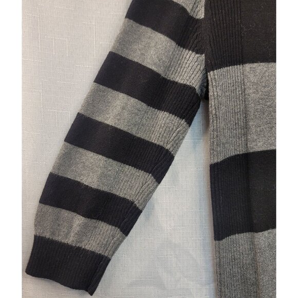 Express Black Gray Striped Sweater Dress Cowl Neck Cotton Blend Small - Picture 3 of 8